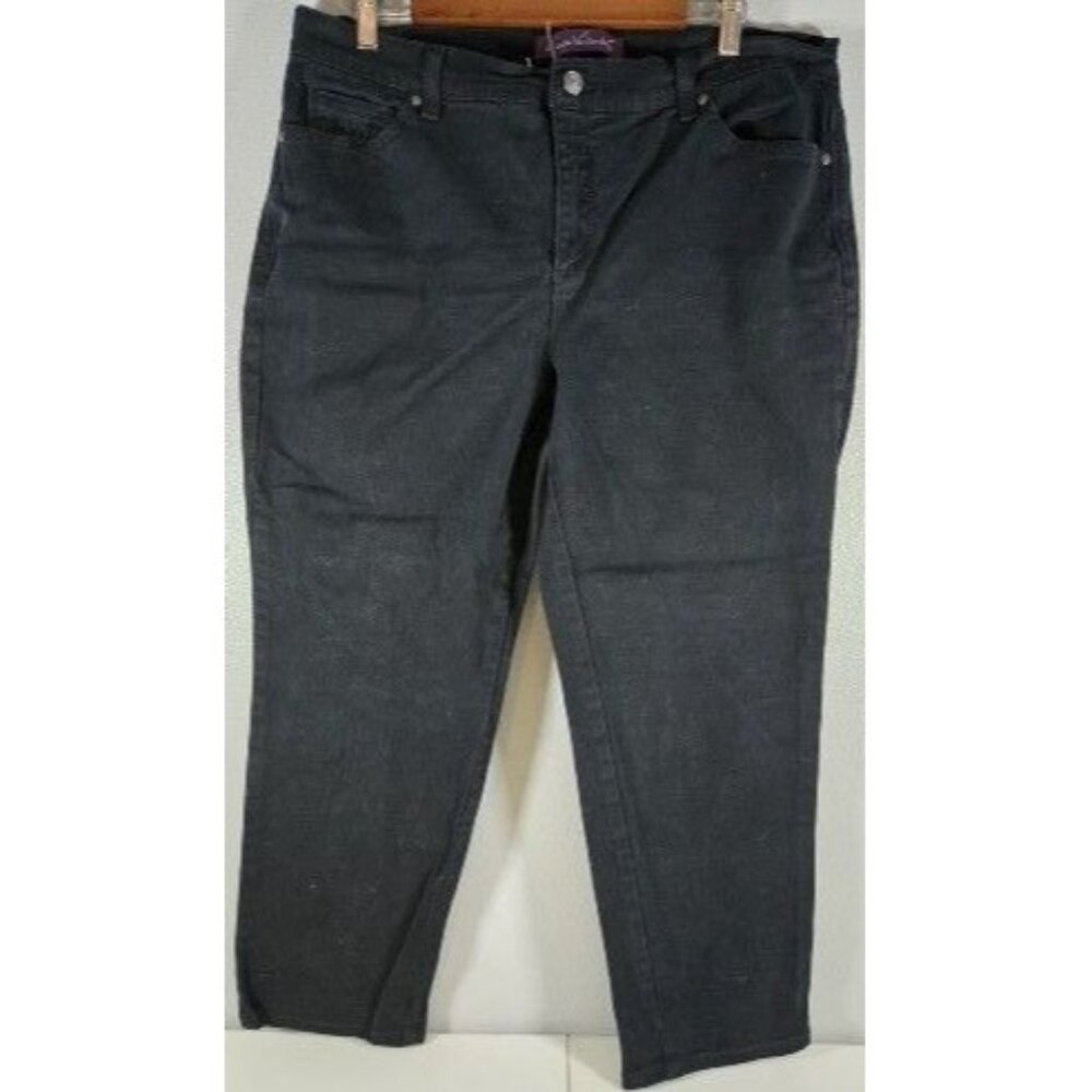 Gloria Vanderbilt Amanda Womens Jeans 16W Black Denim Short Stretch